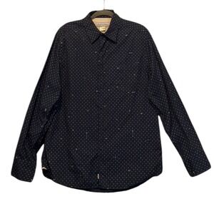 Quiksilver Edition Mens Navy Blue Diamond Print Cotton Button Down Shirt Sz M